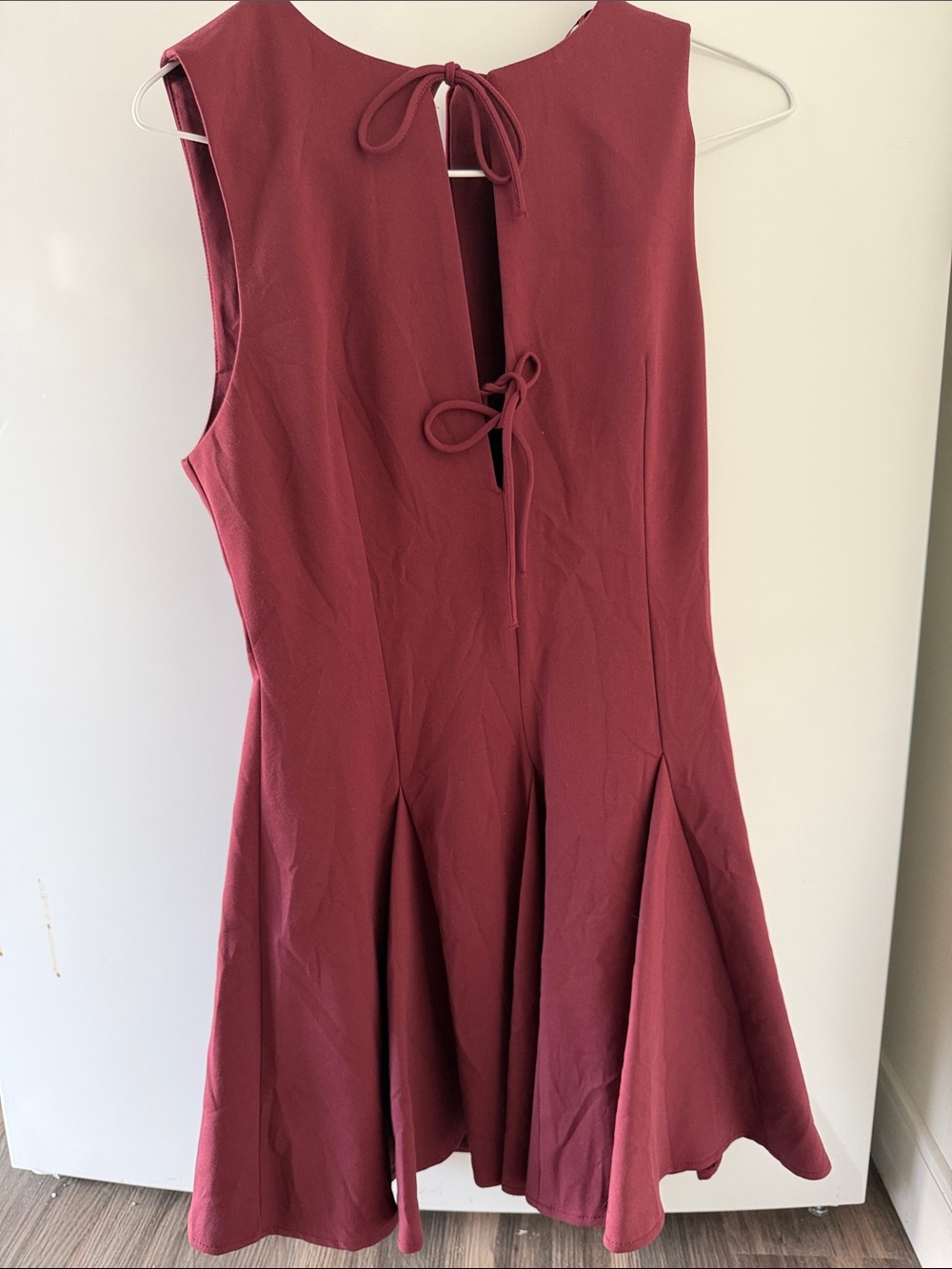 Zara Sleeveless Flared Mini Dress in Burgundy